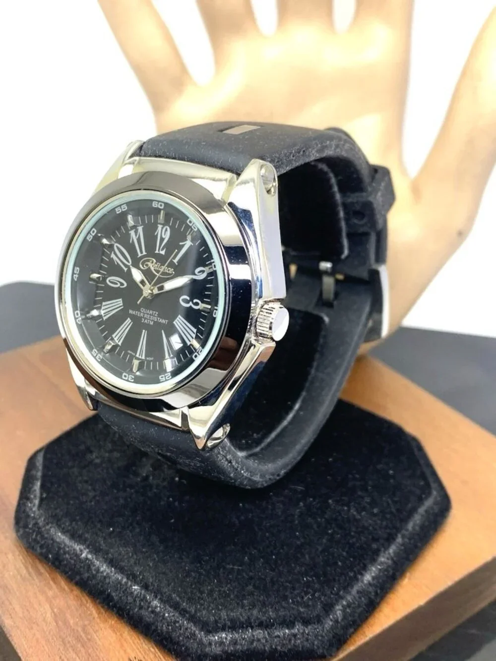 Reliance By Croton Men's Watch RE306051 Quartz Black Dial Rubber Strap 42mm